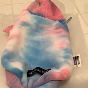 Spark Paws tags never remove.  Size small dog hoodie - so cute!